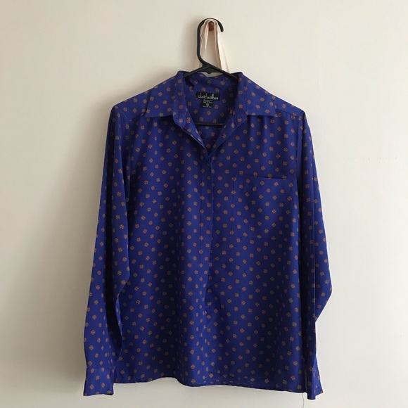 Vintage Tops - Cobalt Blue David Matthews Vintage Blouse